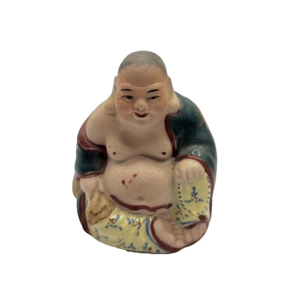 Amazing Buddha Mini Porcelain Figurine Hand Painted Gold Gilt High Detail China